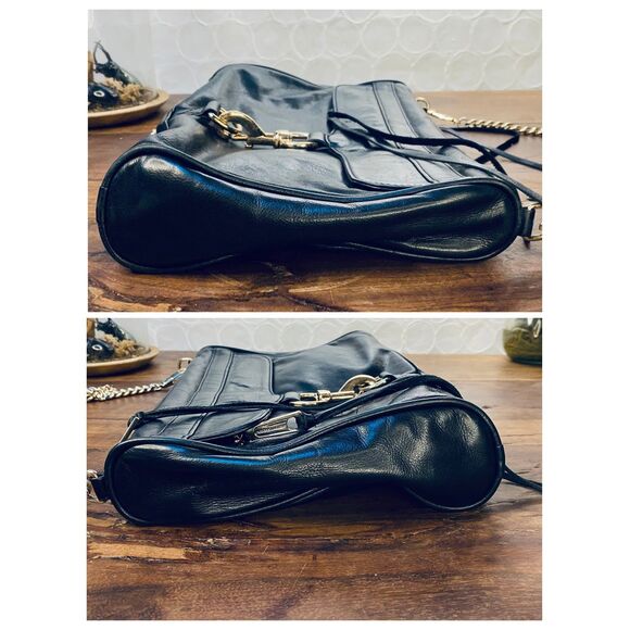 REBECCA MINKOFF M.A.C. Black Leather Large Crossbody Shoulder Clutch Bag - Picture 4 of 15